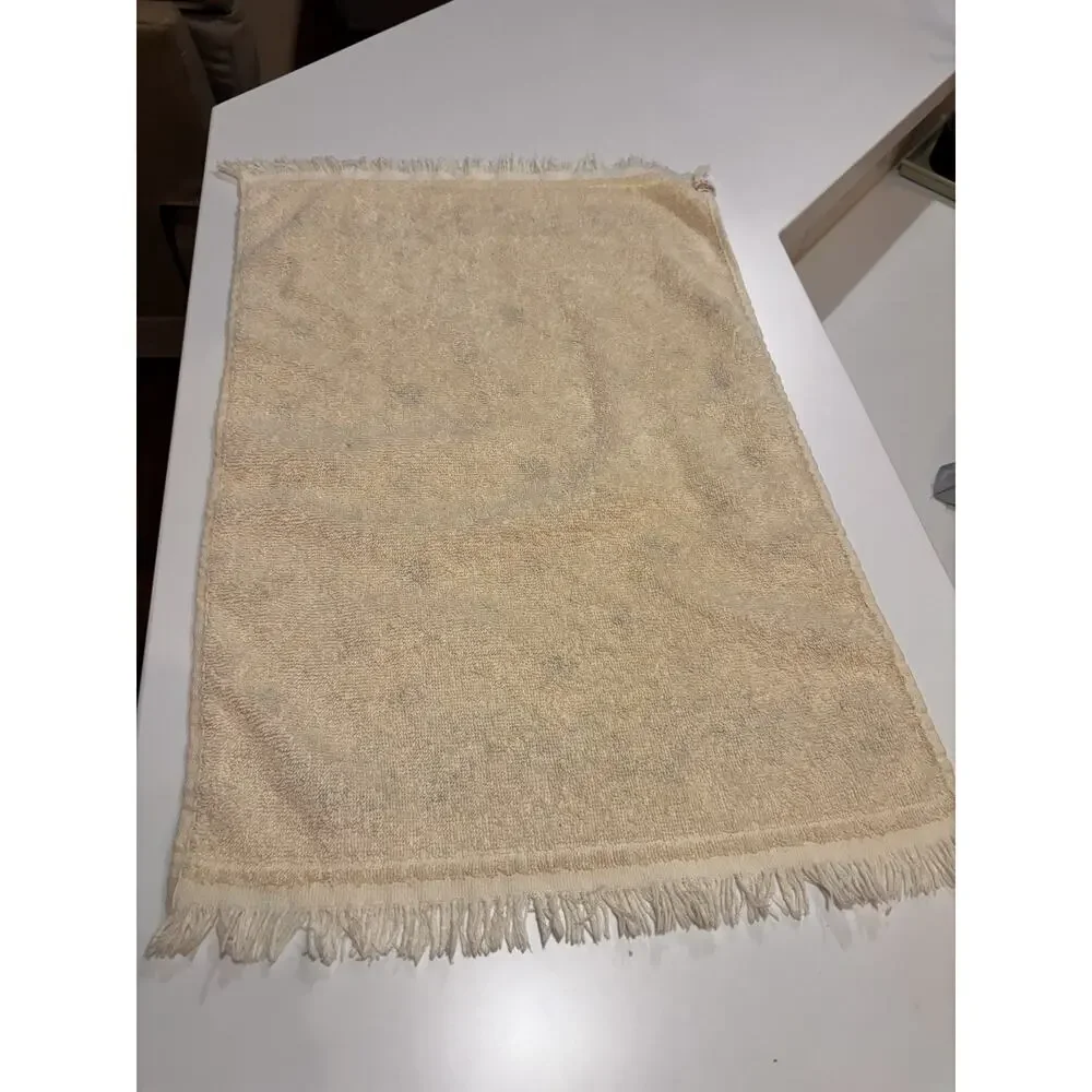 Vintage CANNON Monogrammed T Embroidered Hand Towel Pastel Floral Glam Set